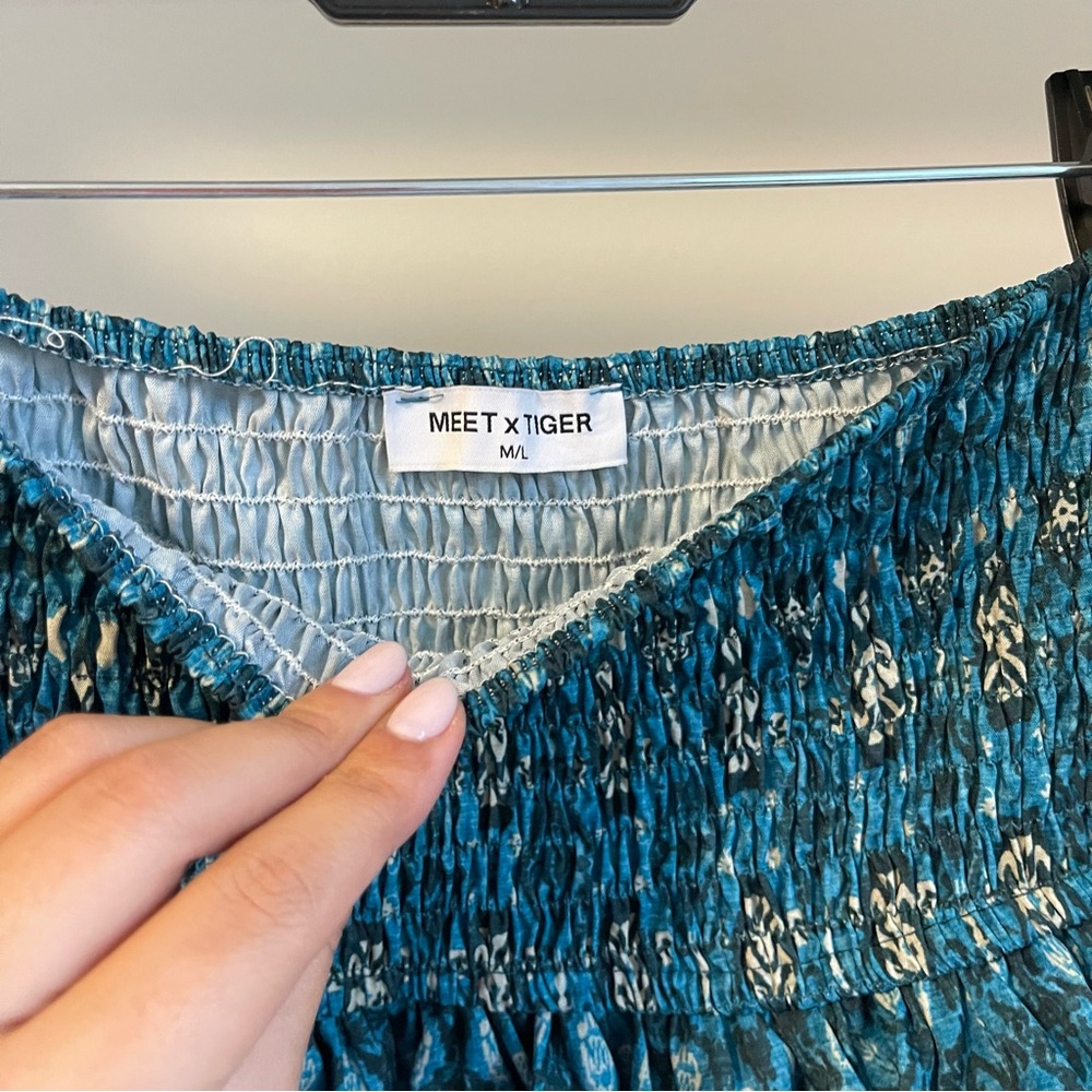 Blue Patterned Ruffled Skirt - Picture 2 of 4